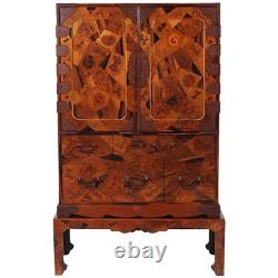 Rare Japanese Marquetry Cabinet with Drawers on Stand