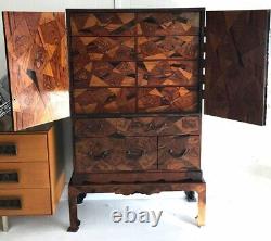 Rare Japanese Marquetry Cabinet with Drawers on Stand