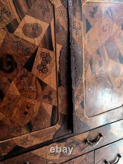 Rare Japanese Marquetry Cabinet with Drawers on Stand