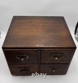 Rare Size Vintage 4 Drawer Wooden Card Catalog File Cabinet Library