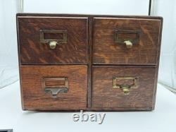 Rare Size Vintage 4 Drawer Wooden Card Catalog File Cabinet Library