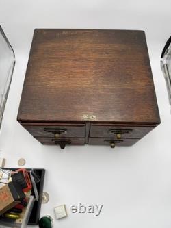 Rare Size Vintage 4 Drawer Wooden Card Catalog File Cabinet Library