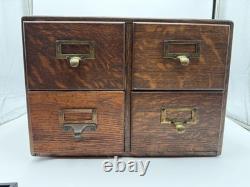 Rare Size Vintage 4 Drawer Wooden Card Catalog File Cabinet Library