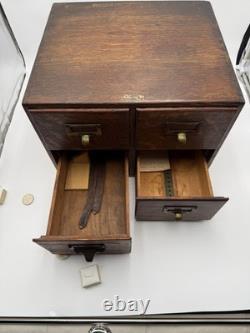 Rare Size Vintage 4 Drawer Wooden Card Catalog File Cabinet Library