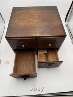 Rare Size Vintage 4 Drawer Wooden Card Catalog File Cabinet Library