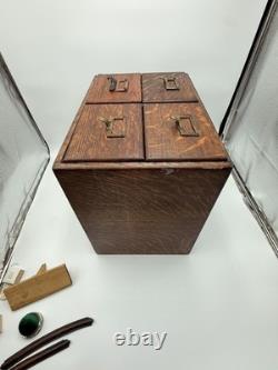 Rare Size Vintage 4 Drawer Wooden Card Catalog File Cabinet Library