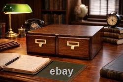 Rare Vintage 2 Drawer Wooden Card Catalog File Cabinet Library Macey Dovetailed