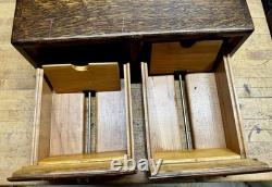 Rare Vintage 2 Drawer Wooden Card Catalog File Cabinet Library Macey Dovetailed