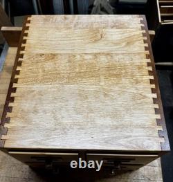 Rare Vintage 4 Drawer Wooden Card Catalog File Cabinet Library Maple Dovetailed