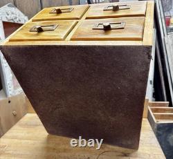 Rare Vintage 4 Drawer Wooden Card Catalog File Cabinet Library Maple Dovetailed
