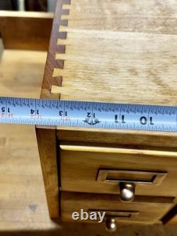 Rare Vintage 4 Drawer Wooden Card Catalog File Cabinet Library Maple Dovetailed