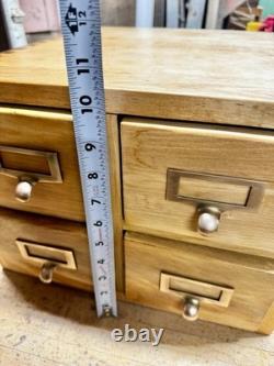 Rare Vintage 4 Drawer Wooden Card Catalog File Cabinet Library Maple Dovetailed