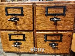 Rare Vintage 4 Drawer Wooden Card Catalog File Cabinet Library Oak