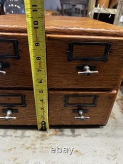 Rare Vintage 4 Drawer Wooden Card Catalog File Cabinet Library Oak