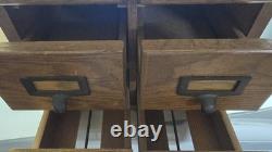 Rare Vintage Oak 4 Drawer Wooden Card Catalog File Cabinet Medical