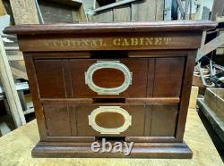 Rare antique 1800's National Cabinet file letter cabinet Wood box 2 Drawers
