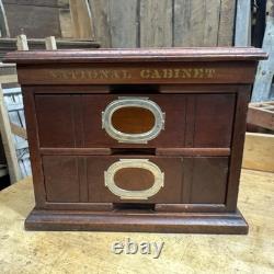 Rare antique 1800's National Cabinet file letter cabinet Wood box 2 Drawers