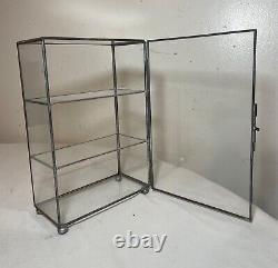 Rare antique collectible store display metal glass countertop cabinet case