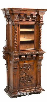 Rare freemasons masonic victorian oak display cabinet heavily carved 1 of a kind