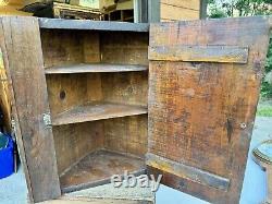 Rare small Primitive hanging corner cupboard cabinet