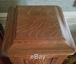 Refinished Antique Quartersawn Oak File Barber Shop Cabinet Ornate Plant Stand