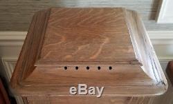 Refinished Antique Quartersawn Oak File Barber Shop Cabinet Ornate Plant Stand