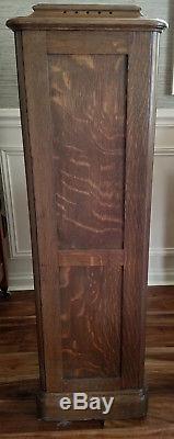 Refinished Antique Quartersawn Oak File Barber Shop Cabinet Ornate Plant Stand