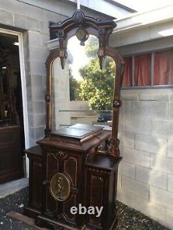 Renaissance Rosewood Incised Credenza With Mirror