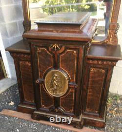 Renaissance Rosewood Incised Credenza With Mirror