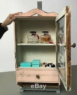 Repurposed Art Deco Bathroom, Display Cabinet. French Perfume Bottle Graphics