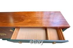 Restored, MCM, Asian inspired credenza. Solid wood base & brass hardware