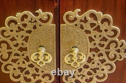 Restored, MCM, Asian inspired credenza. Solid wood base & brass hardware