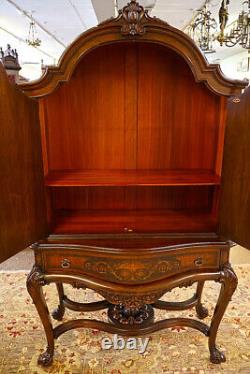 Rockford Burled Walnut Satinwood Inlaid Louis XV Style Liquor China Cabinet