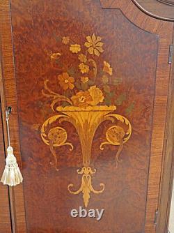 Rockford Burled Walnut Satinwood Inlaid Louis XV Style Liquor China Cabinet