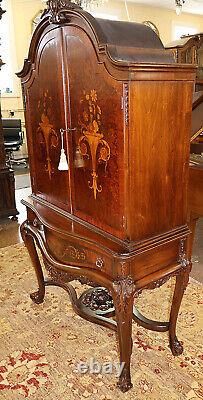 Rockford Burled Walnut Satinwood Inlaid Louis XV Style Liquor China Cabinet