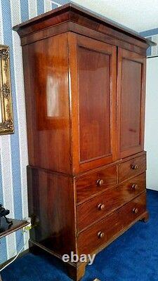 Rosewood Linen Press cabinet. European laundry armoire CAN SHIP