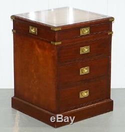 Rrp £3000 Harrods Kennedy Military Desk Drawers Filing Cabinet Rare Sliding Top