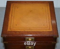 Rrp £3000 Harrods Kennedy Military Desk Drawers Filing Cabinet Rare Sliding Top