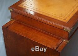 Rrp £3000 Harrods Kennedy Military Desk Drawers Filing Cabinet Rare Sliding Top
