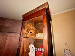 Rustic Farmhouse Antique Pine Chimney Cupboard 7.2' Tall