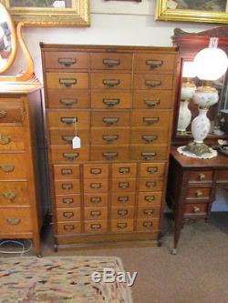 S38 antique oak multi drawer file unit cabinet Yamman & Erbe Mfg Rochester NY