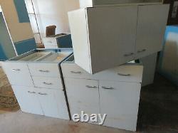 ST CHARLES Vintage Kitchen Metal Cabinets with Corian Center Island Large Lot