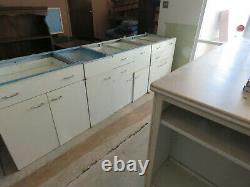 ST CHARLES Vintage Kitchen Metal Cabinets with Corian Center Island Large Lot