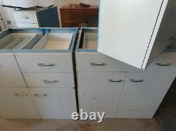 ST CHARLES Vintage Kitchen Metal Cabinets with Corian Center Island Large Lot