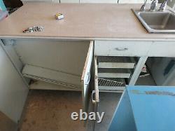 ST CHARLES Vintage Kitchen Metal Cabinets with Corian Center Island Large Lot