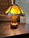 Superb Nice Antique C Limbert With Period Glass Table Lamp, Stickley Era