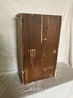 Shabby Antique Oak Medicine Cabinet Beveled Mirror Pink Cottage Chic Vtg 164-22E