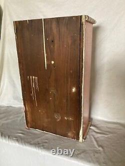 Shabby Antique Oak Medicine Cabinet Beveled Mirror Pink Cottage Chic Vtg 164-22E