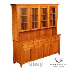 Shaker Shoppe Cherry Stepback Cupboard With Glass Door Hutch
