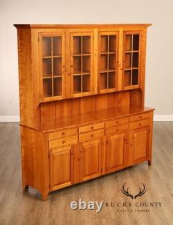 Shaker Shoppe Cherry Stepback Cupboard With Glass Door Hutch